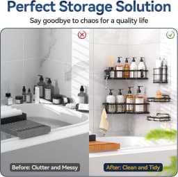 Corner Shower Caddy, 5-Pack Shower Organizer Corner with Soap Holder and 4 Removable Hooks, Rustproof Corner Shower Shelves, No Drilling Shower Shelf for Inside Shower, Random Color Properties to Choose
