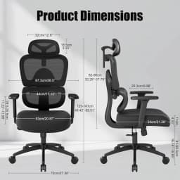 Ergonomic Mesh Office Chair Adjustable Headrest Lumbar Support Computer Chair High Back Desk Chair Swivel Task Chair for Home Office