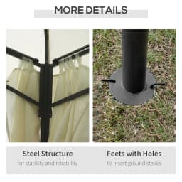 13' X 10' Patio Gazebo, Double Vented Canopy Shelter, Curtains, Steel, Beige