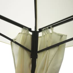 13' X 10' Patio Gazebo, Double Vented Canopy Shelter, Curtains, Steel, Beige