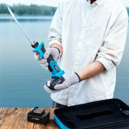 SEESII Cordless Electric Fillet Knife Rechargable Fish Knife Cutter Bread Beef Knives Kitchen Cooking Tools with 2.0Ah Battery for Fishing Filleting