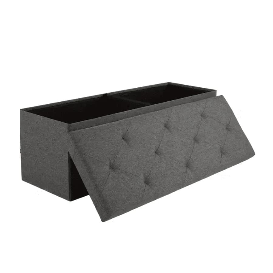 43" Foldable Storage Ottoman Bench with Bins Padded Footrest Stool for End of Bed Living Room and Entryway Holds up to 800 lbs