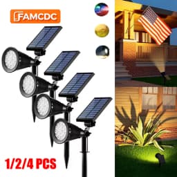 Solar Power Spot Lights Outdoor Waterproof for Christmas Decorations Flag Tree Wreath Santa Claus Snowman Bright LED Landscape Lamp Uplights for Outside Garden Yard Patio Sidewalk Warm White