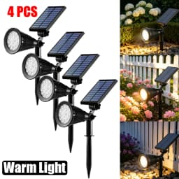Solar Power Spot Lights Outdoor Waterproof for Christmas Decorations Flag Tree Wreath Santa Claus Snowman Bright LED Landscape Lamp Uplights for Outside Garden Yard Patio Sidewalk Warm White
