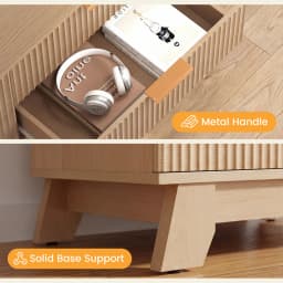 JHK 8 Drawer Dresser Fluted Wooden Cabinet Wide Modern Chest of Drawers with Gold Metal Handles Storage Organizer Unit for Living Room Hallway