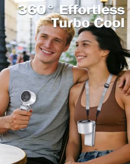 With a Hand-Held Fan Belt, USB-C Rechargeable Personal Fan, Battery-Powered Portable Fan, Mini Pocket Fan Suitable for Women, Men, Makeup, Travel, Office, and Outdoor Use.