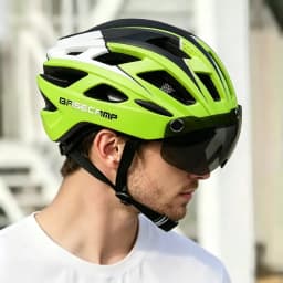 Basecamp Bicycle Helmet for Adults with Rear LED Light & Detachable Magnetic Goggles – Lightweight, Adjustable Cycling Helmet for Men & Women, Mountain & Road Bike
