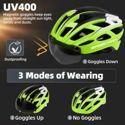 Basecamp Bicycle Helmet for Adults with Rear LED Light & Detachable Magnetic Goggles – Lightweight, Adjustable Cycling Helmet for Men & Women, Mountain & Road Bike