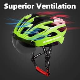 Basecamp Bicycle Helmet for Adults with Rear LED Light & Detachable Magnetic Goggles – Lightweight, Adjustable Cycling Helmet for Men & Women, Mountain & Road Bike
