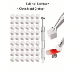 100pcs Mini Sponge Blocks With 4-Claw Tweezer, Nail Art Gradient Color Sponge, Gradient Nail Polish Tools
