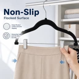 30 PCS Velvet Pants Hangers with Adjustable Clips, 16.7 Inches Heavy Duty Non-Slip Space Saving Clothes Hangers for Pants Skirts Coats Dresses Tank Tops