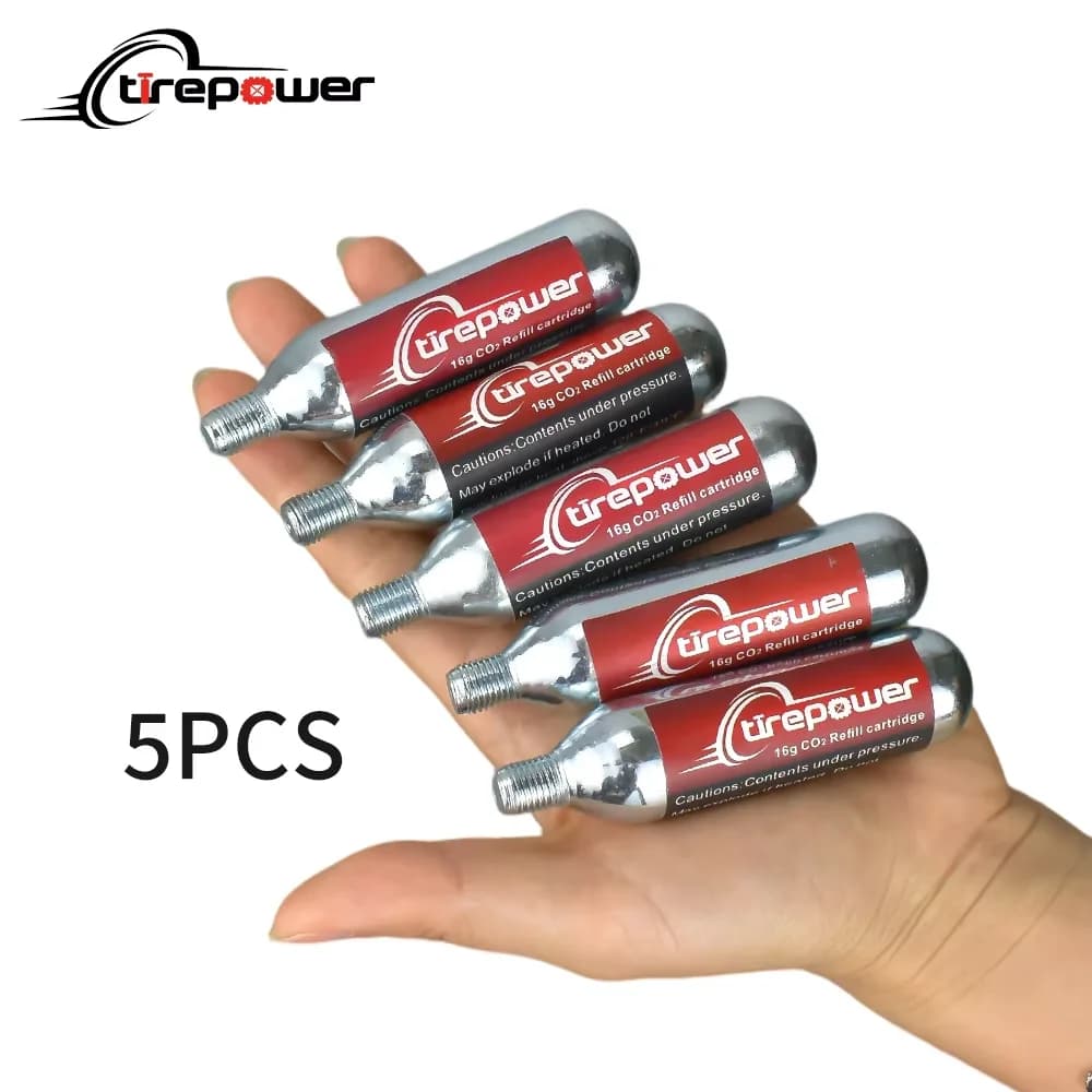Ctrepower CO2 Bike Tire Inflator – Quick Push-Button Release Fits Presta & Schrader Valves CO2 Bike Pump or 5pcs 16g Threaded CO2 Cartridges Compatible for MTB Road Bikes