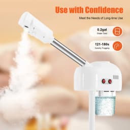 800W Professional Facial Steamer with Ozone & 360° Rotation, 0.2Gal Large Tank,Adjustable Height Facial Sauna for Deep Cleansing