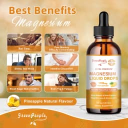 Greenpeople 120ML Magnesium Glycinate Liquid Drop Triple Magnesium Supplement with Magnesium Glycinate & Citrate for Calm Mood,Muscle & Sleep
