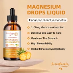 Greenpeople 120ML Magnesium Glycinate Liquid Drop Triple Magnesium Supplement with Magnesium Glycinate & Citrate for Calm Mood,Muscle & Sleep