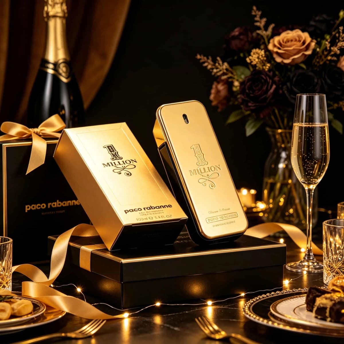 Paco Rabanne 1 Million Eau De Toilette for Men — A Long-Lasting, Sophisticated Fragrance Featuring Notes of Raspberry, Rose, Leather, Spices, and Wood; Ideal for Formal Occasions, Evening Events, or as a Birthday Gift.