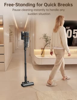 Cordless Vacuum Cleaner 600W/58KPa, Self-Standing Stick Vacuum with 65-Min Runtime & Removable Battery, Self-Cleaning Filtration, Tangle-Free for Pet Hair, Carpets, Hard Floors & Everyday Cleaning