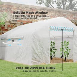 13' x 10' Hoop House with Large Windows Tunnel Greenhouse, White