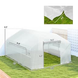 13' x 10' Hoop House with Large Windows Tunnel Greenhouse, White