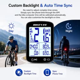 BIKEVEE Newest 2.4-inch LCD Smart Digital Screen Multifunctional USB Rechargeable Wireless GPS Bike Computer 5.3 Bluetooth Outdoor Riding Bicycle Speedometer Odometer Stopwatch Tracker with Auto Backlight Cyclocomputer Bike Accessories Connect BIKEVEE APP