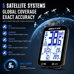 BIKEVEE Newest 2.4-inch LCD Smart Digital Screen Multifunctional USB Rechargeable Wireless GPS Bike Computer 5.3 Bluetooth Outdoor Riding Bicycle Speedometer Odometer Stopwatch Tracker with Auto Backlight Cyclocomputer Bike Accessories Connect BIKEVEE APP