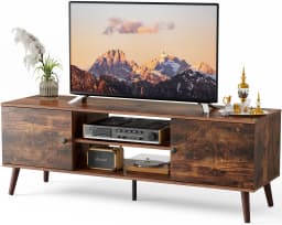 MCQ Living Room Wooden For 50 Up To 60 Inch TV Stand Adjustable Shelf 2 Storage Entertainment Center For Home Media Console