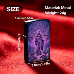 Reusable Flip-Top Pocket Windproof Lighter, Featuring Dreamy Sacred Figure Theme, Creative Purple-Toned Spiritual Geometric Pattern Design, Portable for Outdoor Use, Ideal for Personalized and Premium Gift-Giving
