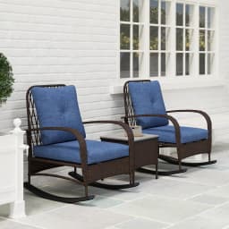 Patio Furniture Set, Rocking Chairs W/ Coffee Table, Cushion Brown