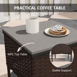 Patio Furniture Set, Rocking Chairs W/ Coffee Table, Cushion Brown