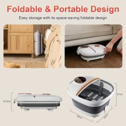 Collapsible Foot Spa Massager Electric Foldable Foot Soaker Tub with Remote Control 24 Heating Levels 6 Massage Rollers Surfing
