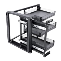 NEWEST 2-Tier W/4 Adjustable Baskets,Pull Out Cabinet Organizer, Fits 14"Opening&Soft-Close Mechanism for Kitchen Base Cabinet