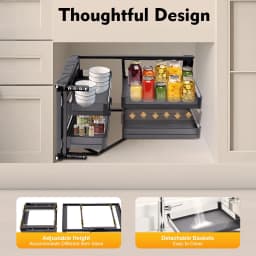 NEWEST 2-Tier W/4 Adjustable Baskets,Pull Out Cabinet Organizer, Fits 14"Opening&Soft-Close Mechanism for Kitchen Base Cabinet