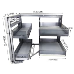 NEWEST 2-Tier W/4 Adjustable Baskets,Pull Out Cabinet Organizer, Fits 14"Opening&Soft-Close Mechanism for Kitchen Base Cabinet