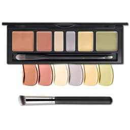 6 Shades Cream Color Correcting Concealer Palette with Dual-Ended Makeup Brush, Full Coverage Makeup Corrector Kit for Dark Circles, Redness & Blemishes