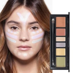 6 Shades Cream Color Correcting Concealer Palette with Dual-Ended Makeup Brush, Full Coverage Makeup Corrector Kit for Dark Circles, Redness & Blemishes