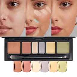 6 Shades Cream Color Correcting Concealer Palette with Dual-Ended Makeup Brush, Full Coverage Makeup Corrector Kit for Dark Circles, Redness & Blemishes