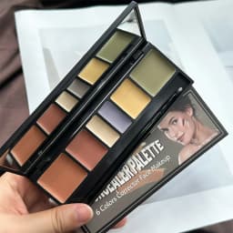 6 Shades Cream Color Correcting Concealer Palette with Dual-Ended Makeup Brush, Full Coverage Makeup Corrector Kit for Dark Circles, Redness & Blemishes