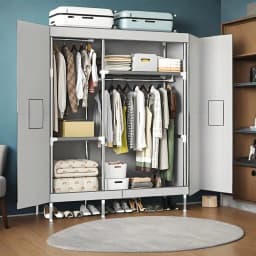 A Simple Wardrobe with Magnetic Suction Double Door Type, Magnetic Suction Thickened Panel, Cloth Portable Wardrobe for Bedroom
