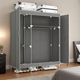 A Simple Wardrobe with Magnetic Suction Double Door Type, Magnetic Suction Thickened Panel, Cloth Portable Wardrobe for Bedroom