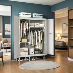 A Simple Wardrobe with Magnetic Suction Double Door Type, Magnetic Suction Thickened Panel, Cloth Portable Wardrobe for Bedroom