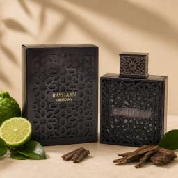 Luxury Black Hollow Metal Rayhaan Obsidian Mens Cologne Long Lasting Arabic Oriental Woody Scent Men Perfume Eau De Toilette Gift Box For Men Holiday Birthday Present
