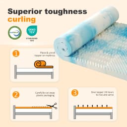 MCQ Memory Foam Mattress Topper 3 Inch Thick Gel Infused Cooling Toppers Pad for Full Size Bed Sleeper Sofa CertiPUR US Certifie
