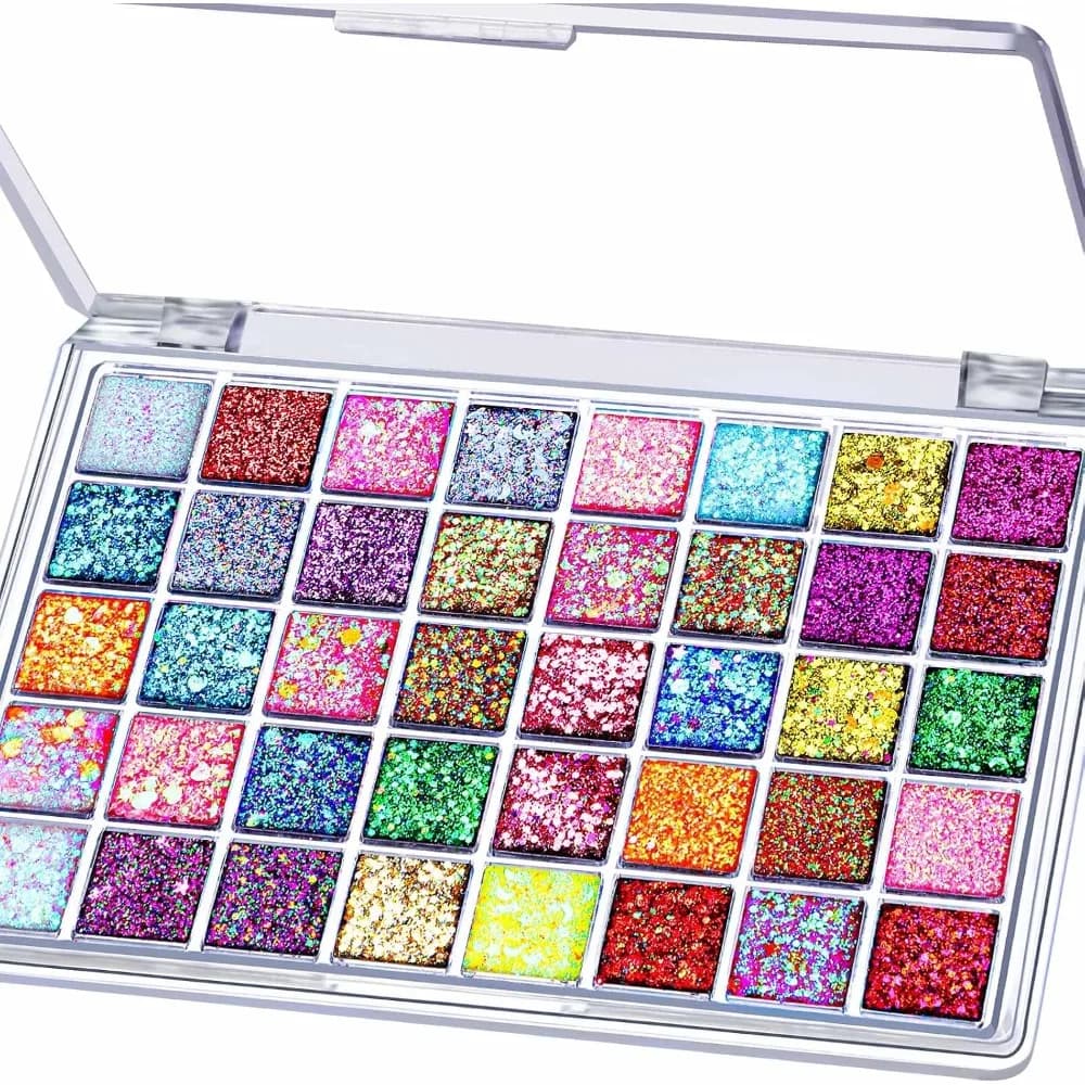 Waterproof Face Glitter Gel for Women Girls 40 Colors No Glue Needed Face Body Makeup for Halloween Rave Carnival Party Cosplay Sparkle Glitter