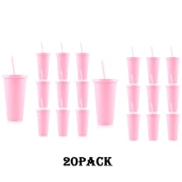 10/15/20/30 Pack Reusable Large Plastic Cups With Straw Lids, 24oz Portable Straw Cups, Large Capacity Beverage Cups Suitable Gatherings, Families, Schools, Offices, Camping, Outdoor Use,, Halloween, Valentine's Day, Thanksgiving, Graduation Season, Birth