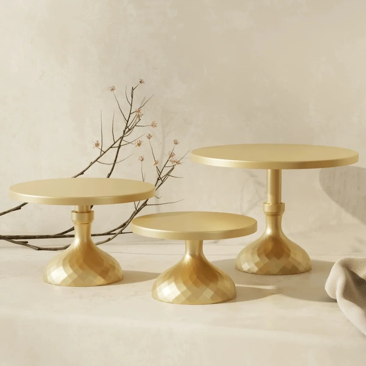 Three Piece Wedding Metal Cake Stand, High And Low Cake Display Stand, Wedding Dessert Table, Cake Tray Props, Cake Stand Set,