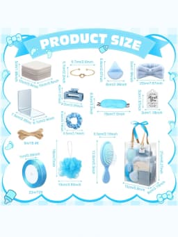 Baby Shower Prizes Modern Sleek 74 Pcs Blue Game Winners Gifts Clear Tote Bags Spa Headbands Puffs Mirrors Jewelry Boxes For Bridal Shower Bachelorette Party Wedding Favors Party Supplies Housewarming Gift Mother's Day Gift