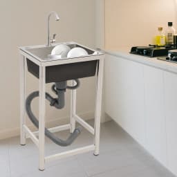 Stainless Steel Kitchen Sink with Faucet, Free Standing Utility Sink, 45x40x22cm Commercial Sink with Soundproof Pad, Fast Drain, for Home, Restaurant, Bar