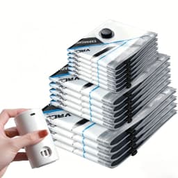 12 Pcs Travel Vacuum Seal Bags Modern Sleek Checkered Pattern Space Saving Storage Bags With Electric Rechargeable Air Pump Reusable Vacuum Storage Bags For Clothes Blankets Pillows Luggage Travel Essential