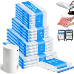 12 Pcs Travel Vacuum Seal Bags Modern Sleek Checkered Pattern Space Saving Storage Bags With Electric Rechargeable Air Pump Reusable Vacuum Storage Bags For Clothes Blankets Pillows Luggage Travel Essential