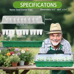 72-Cell Seed Starter Tray with Growth Light 2 Seed Germination Kits Adjustable Humidity Dome Tall Lid Seedling Tray for Garden